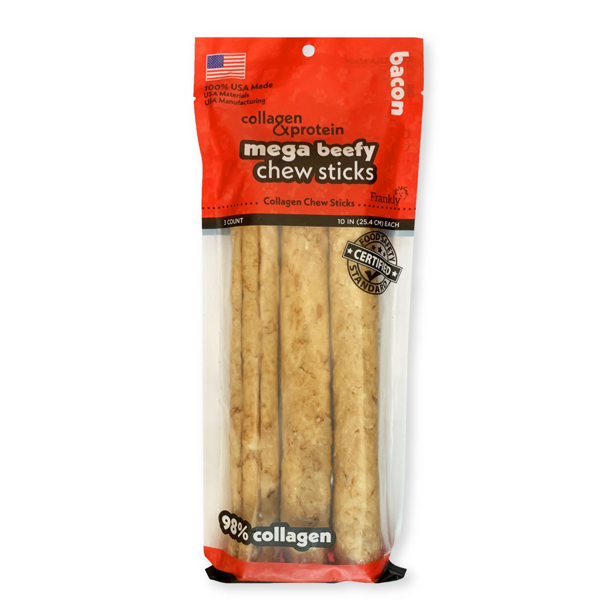Frankly Mega Beefy Chew Sticks Bacon Dog Treats, 10-in, 3-pk