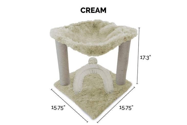 FurHaven Tiger Tough Plush Hammock Cat Bed, Cream