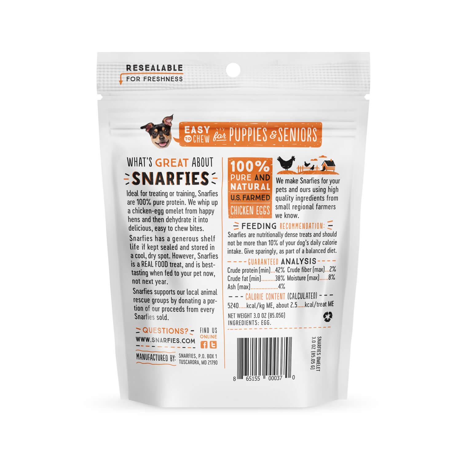 Snarfies Farm Fresh Omelet Air-Dried Dog & Cat Treats, 3-oz | The 