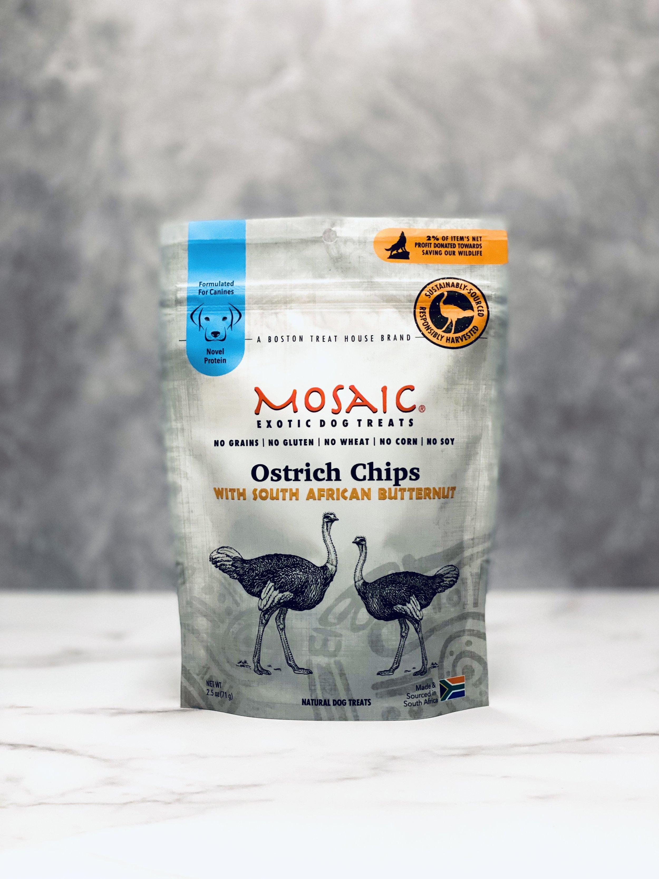 Mosaic Ostrich Chips with South African Butternut Dog Treats, 2.5-oz