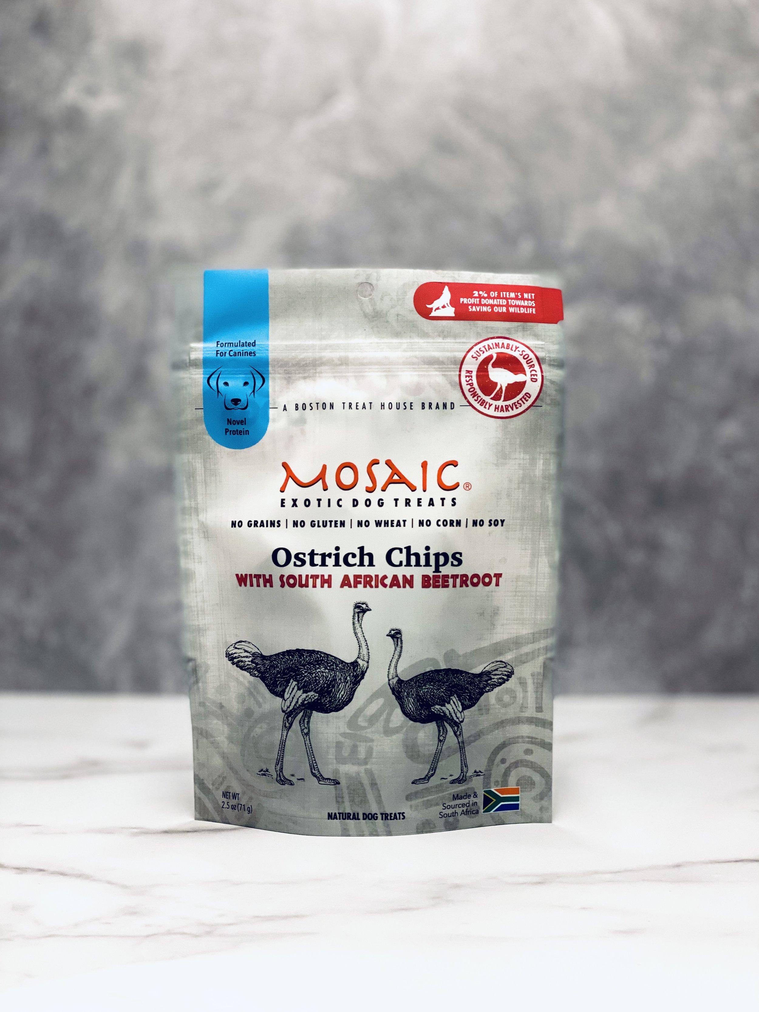 Mosaic Ostrich Chips with South African Beetroot Dog Treats, 2.5-oz