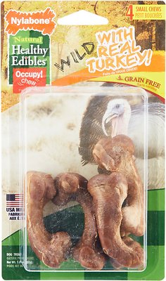 Nylabone Healthy Edibles Wild Turkey Dog Bone Treat, Regular, 4-count