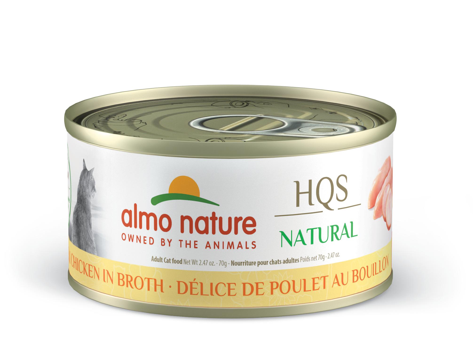 Almo Nature HQS Natural Chicken Deli in Broth Wet Cat Food Can