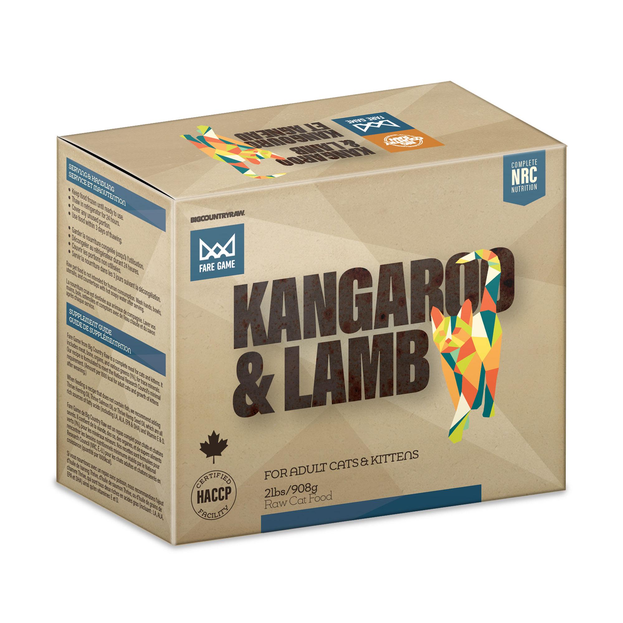 Big Country Raw Fare Game Kangaroo & Lamb Frozen Cat Food, 2-lb