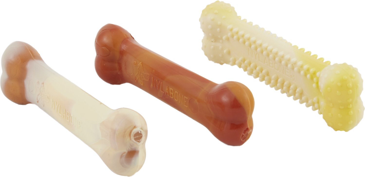 Nylabone DuraChew Flavor Frenzy Triple Pack BBQ Chicken, Corn on the Cob & Ice Cream Sundae Flavored Bone Dog Chew Toy, Regular
