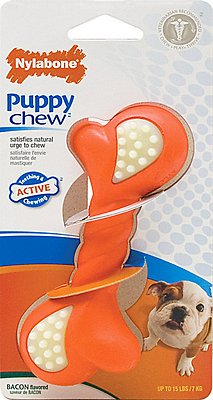 Nylabone Puppy Chew Double Action Bacon Flavor Dog Toy, X-Small
