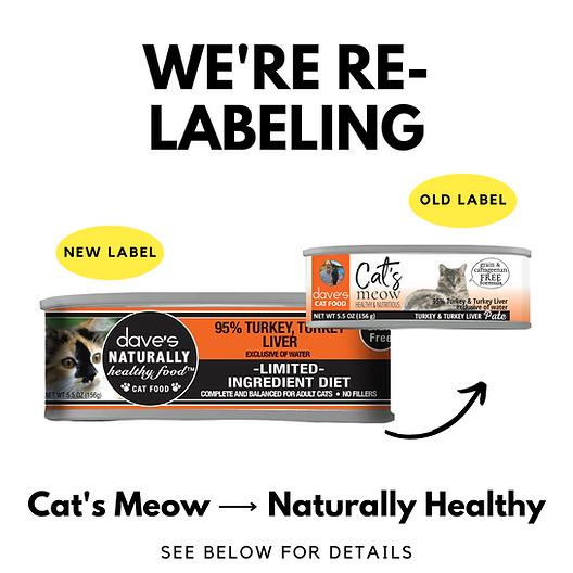 Dave's Pet Food Naturally Healthy 95% Turkey & Turkey Liver Pate Wet Cat Food Can