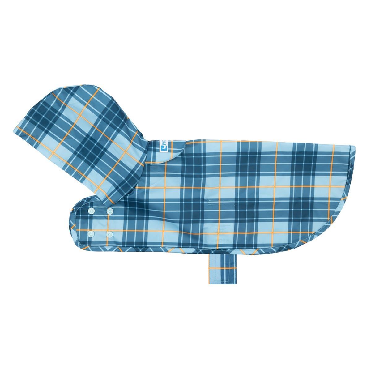 RC Pets Packable Rain Dog Poncho, Blue Plaid, X-Large