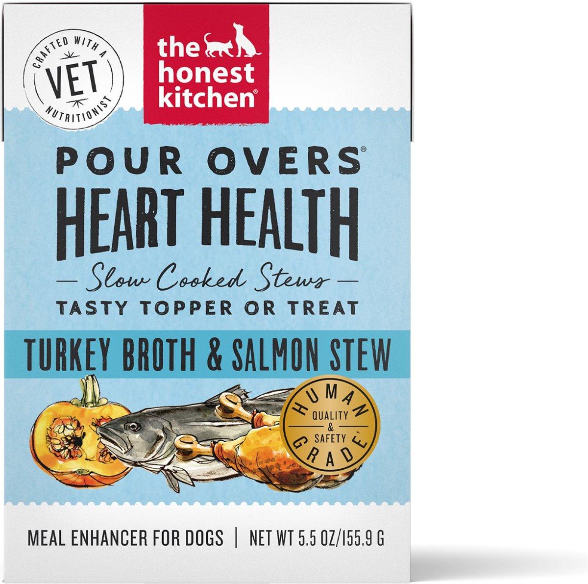 The Honest Kitchen Functional Pour Overs Heart Health Turkey Broth & Salmon Stew Meal Enhancer for Dogs