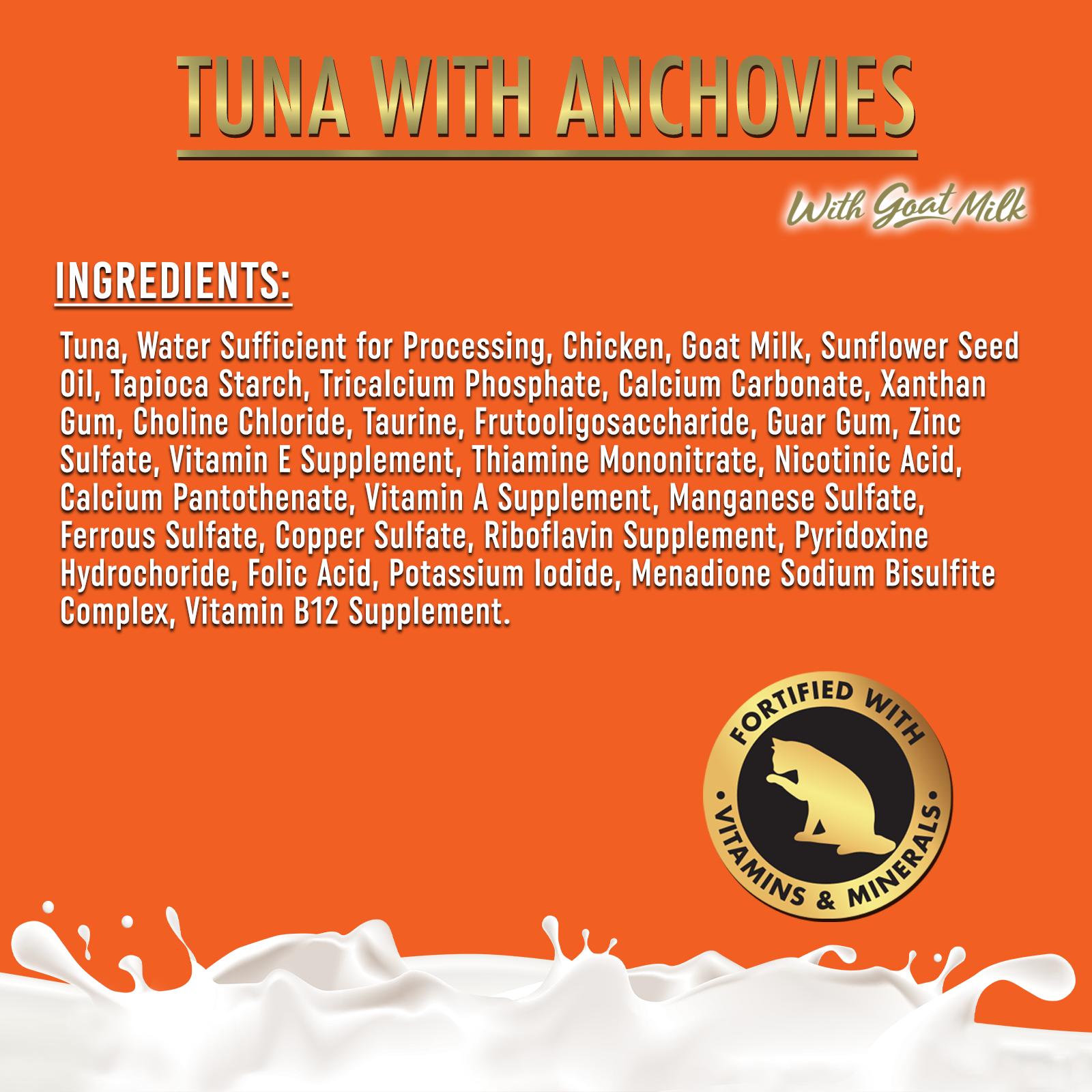 Fussie Cat Tuna with Anchovies Formula in Goat Milk Gravy Wet Cat Food Can, 2.47-oz