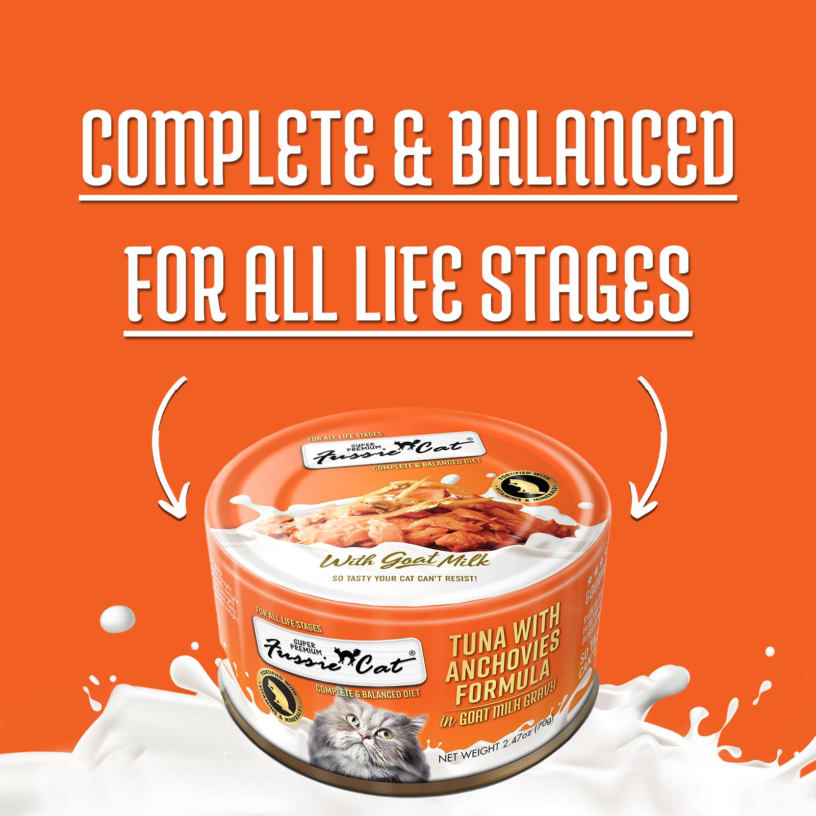 Fussie Cat Tuna with Anchovies Formula in Goat Milk Gravy Wet Cat Food Can, 2.47-oz