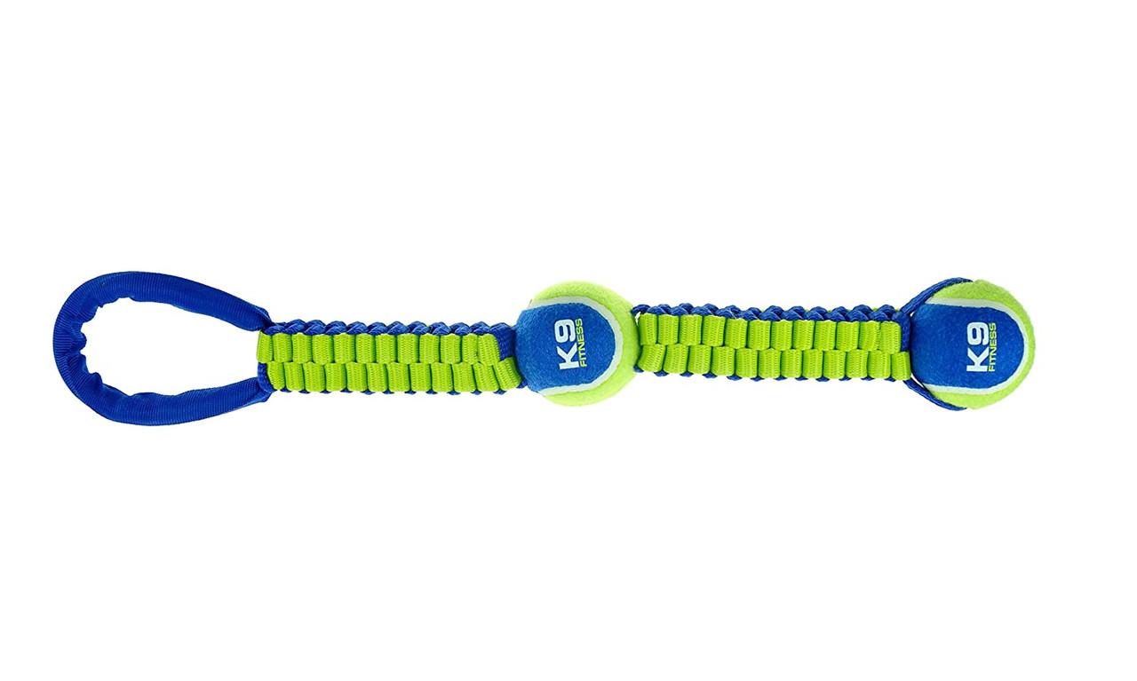 Zeus K9 Fitness Double Tennis Ball Ballistic Twist Tug Dog Toy, 20-in