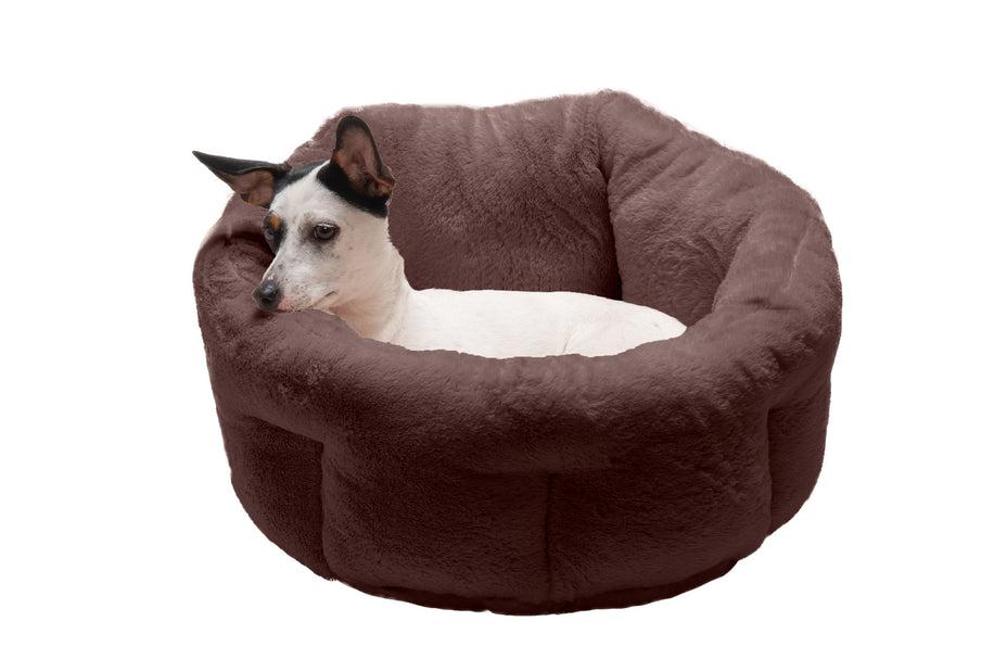 Furhaven Luxury Fur Warming Hi-Lo Cuddler Pet Bed, Sable Brown