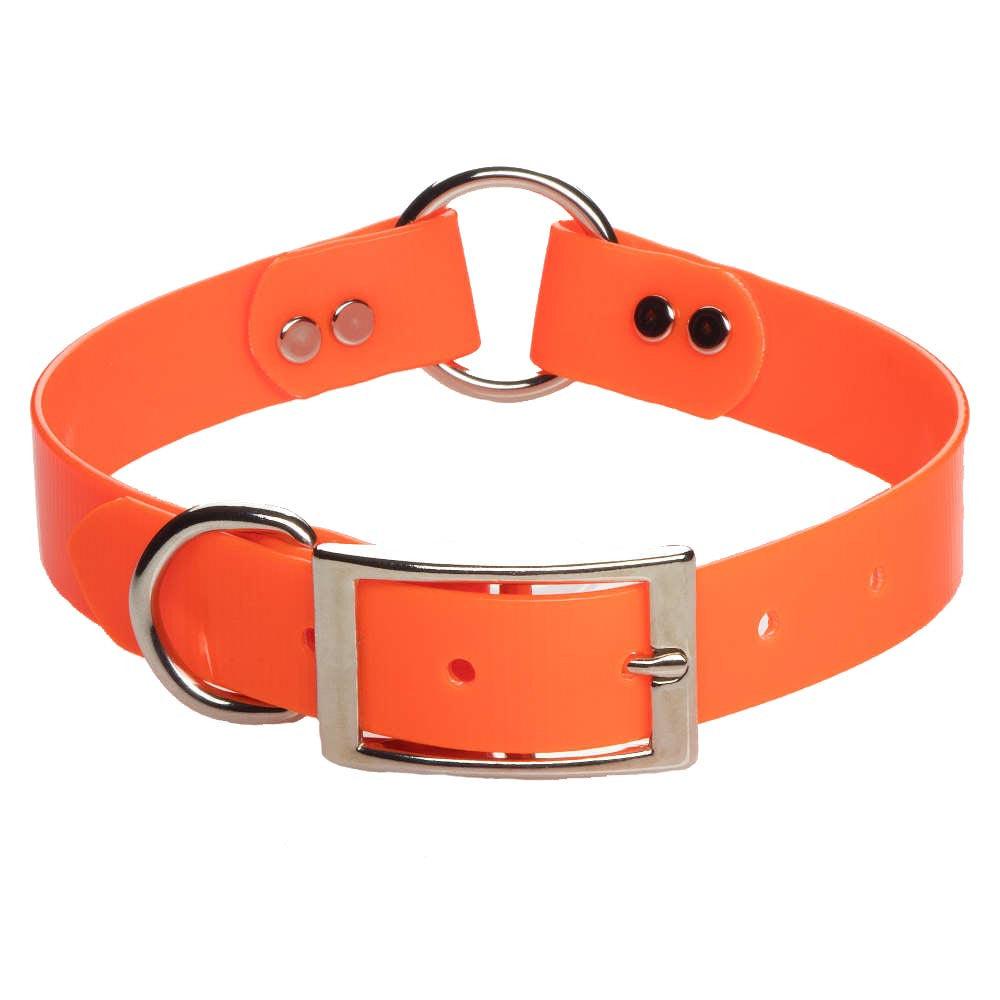 Mendota Pet Biothane Synthetic Safety Collar with Center Ring for Dogs, Orange, 1-in x 24-in