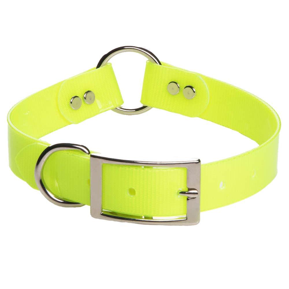Mendota Pet Biothane Synthetic Safety Collar with Center Ring for Dogs, Yellow, 1-in x 22-in