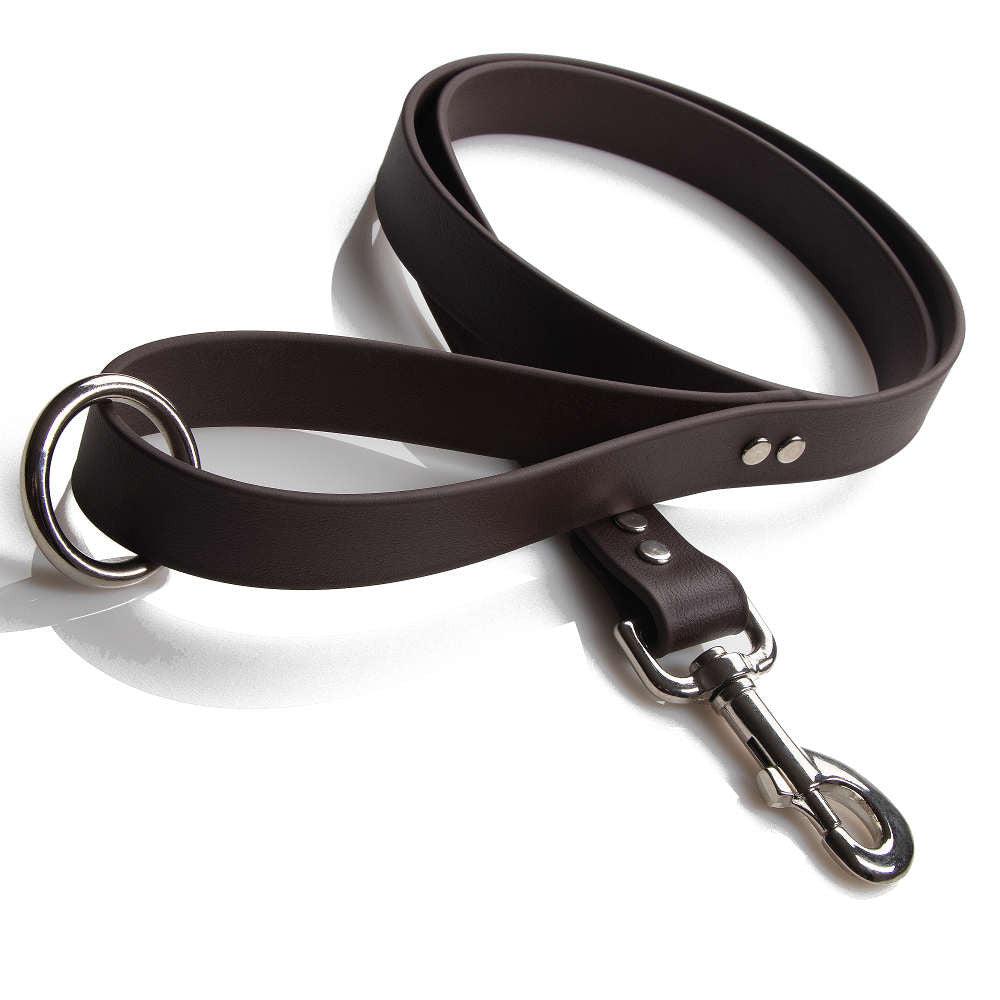 Mendota Pet DuraSoft Imitation Leather Snap Dog Leash, Brown, 1-in x 6-ft