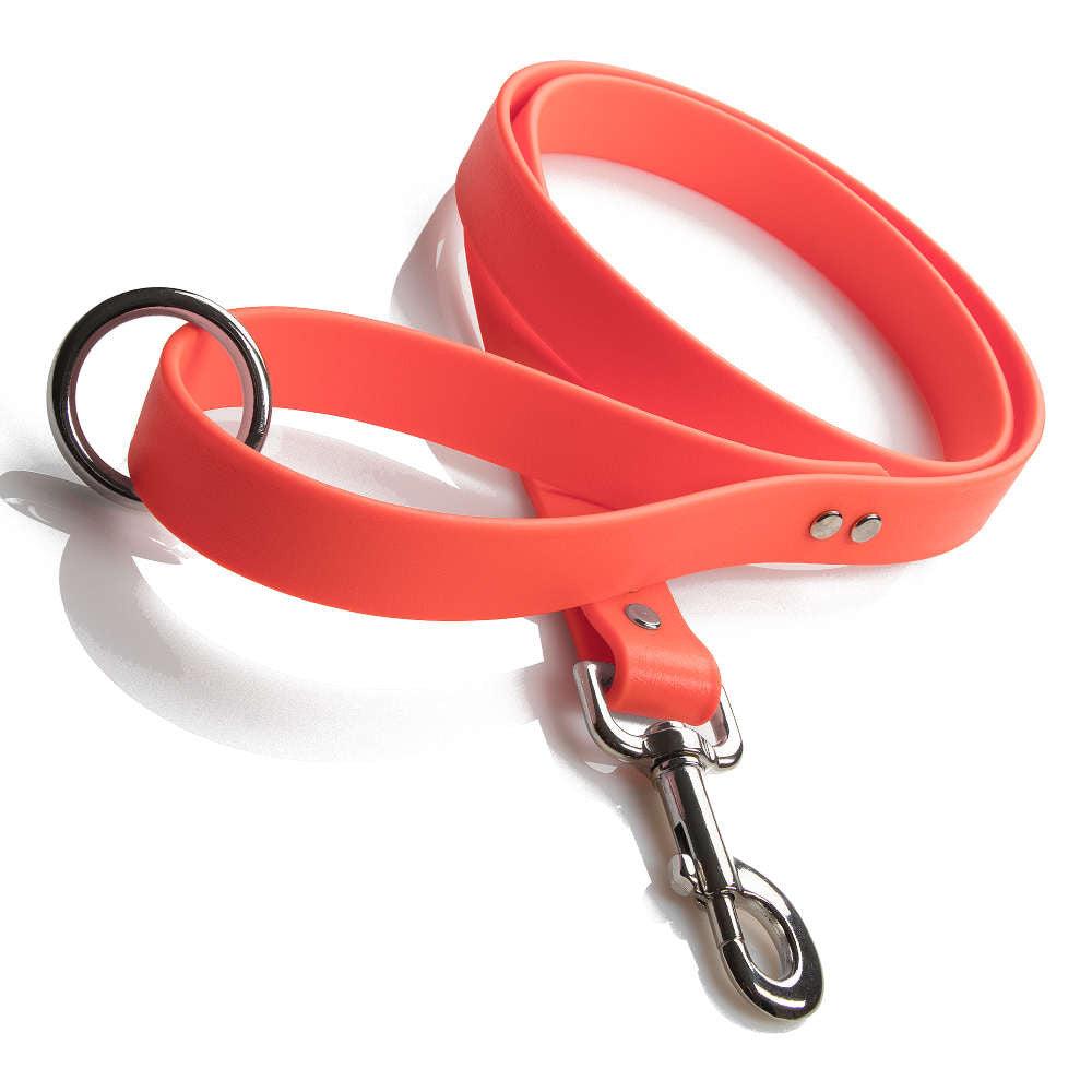 Mendota Pet DuraSoft Imitation Leather Snap Dog Leash, Orange, 1-in x 4-ft