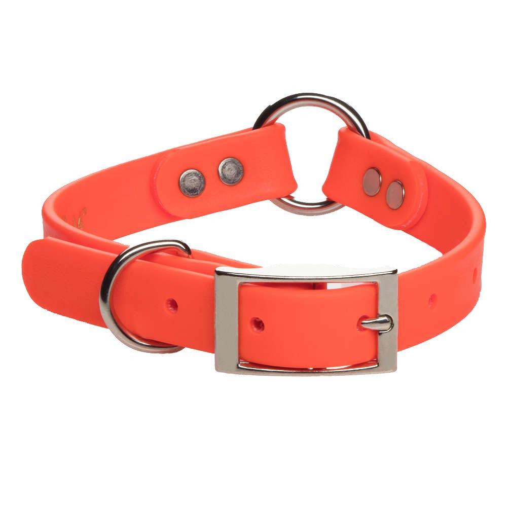 Mendota Pet Narrow Width DuraSoft Imitation Leather Collar with Center Ring for Dogs, Orange, 3/4-in x 14-in