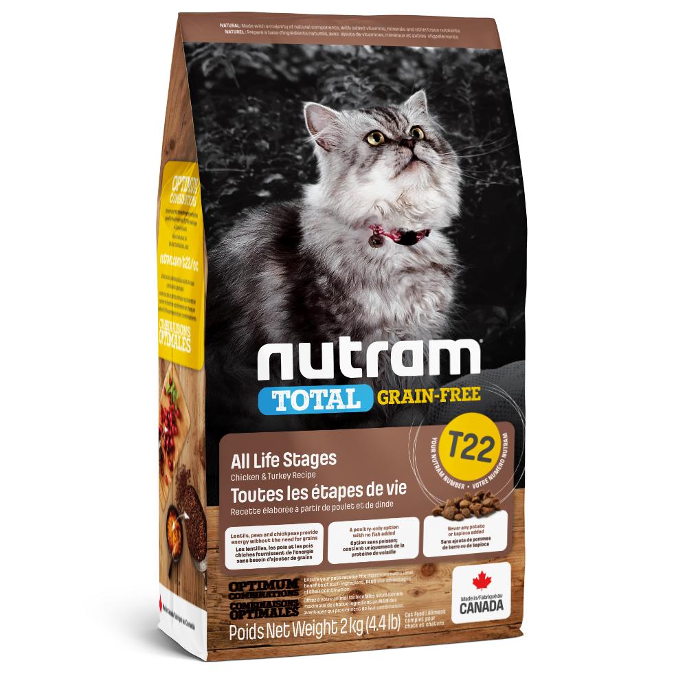 Nutram Total T22 Chicken & Turkey Grain-Free All Life Stages Dry Cat Food, 2-kg