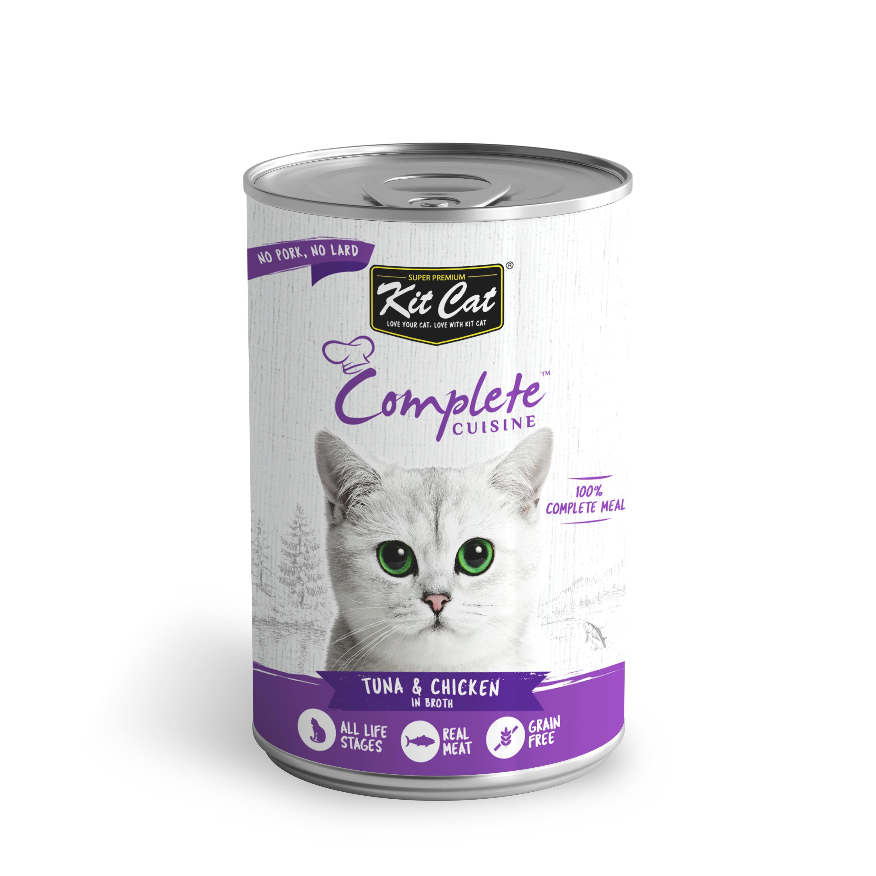 Kit Cat Complete Cuisine Tuna & Chicken in Broth Wet Cat Food Can, 150-gram