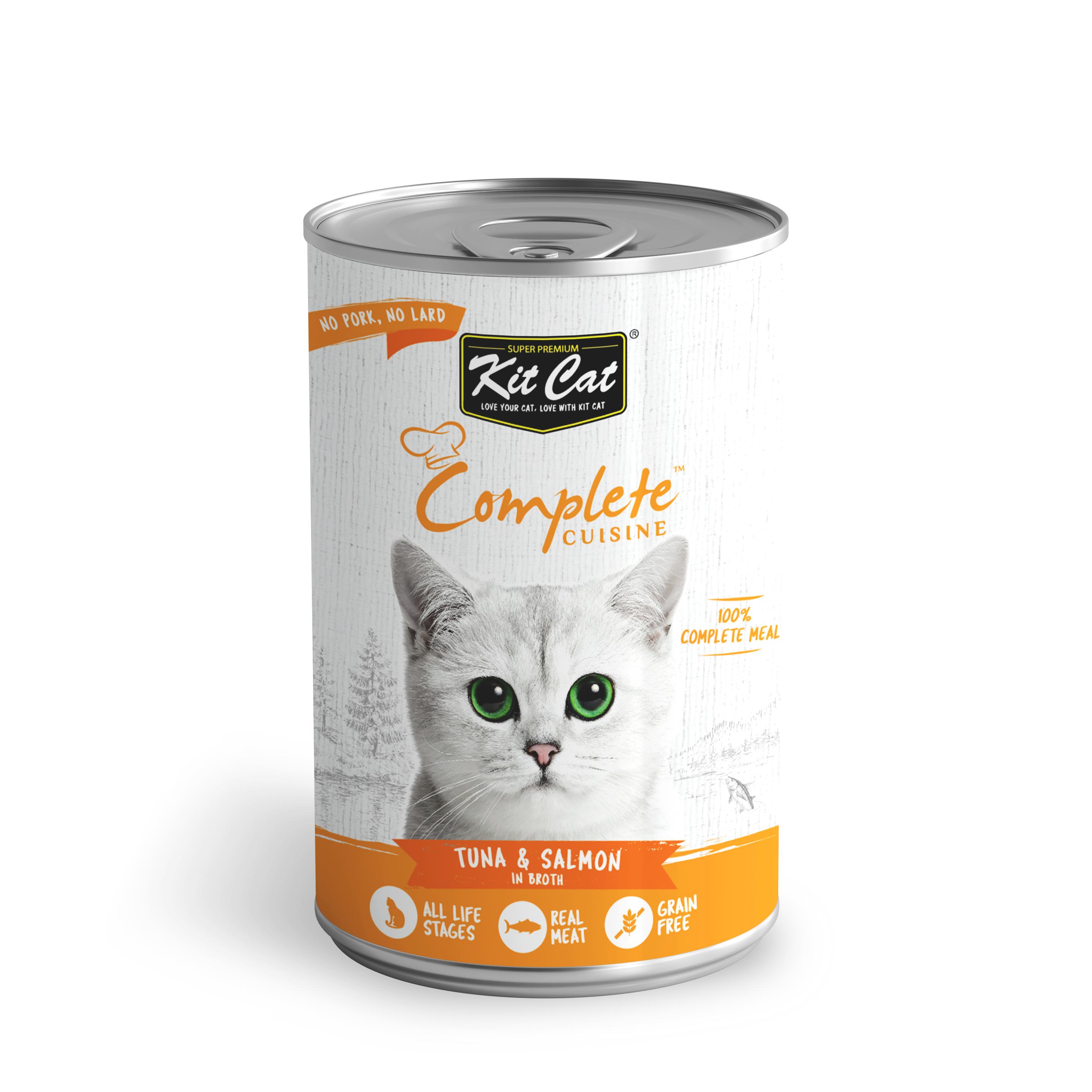 Kit Cat Complete Cuisine Tuna & Salmon in Broth Wet Cat Food Can, 150-gram