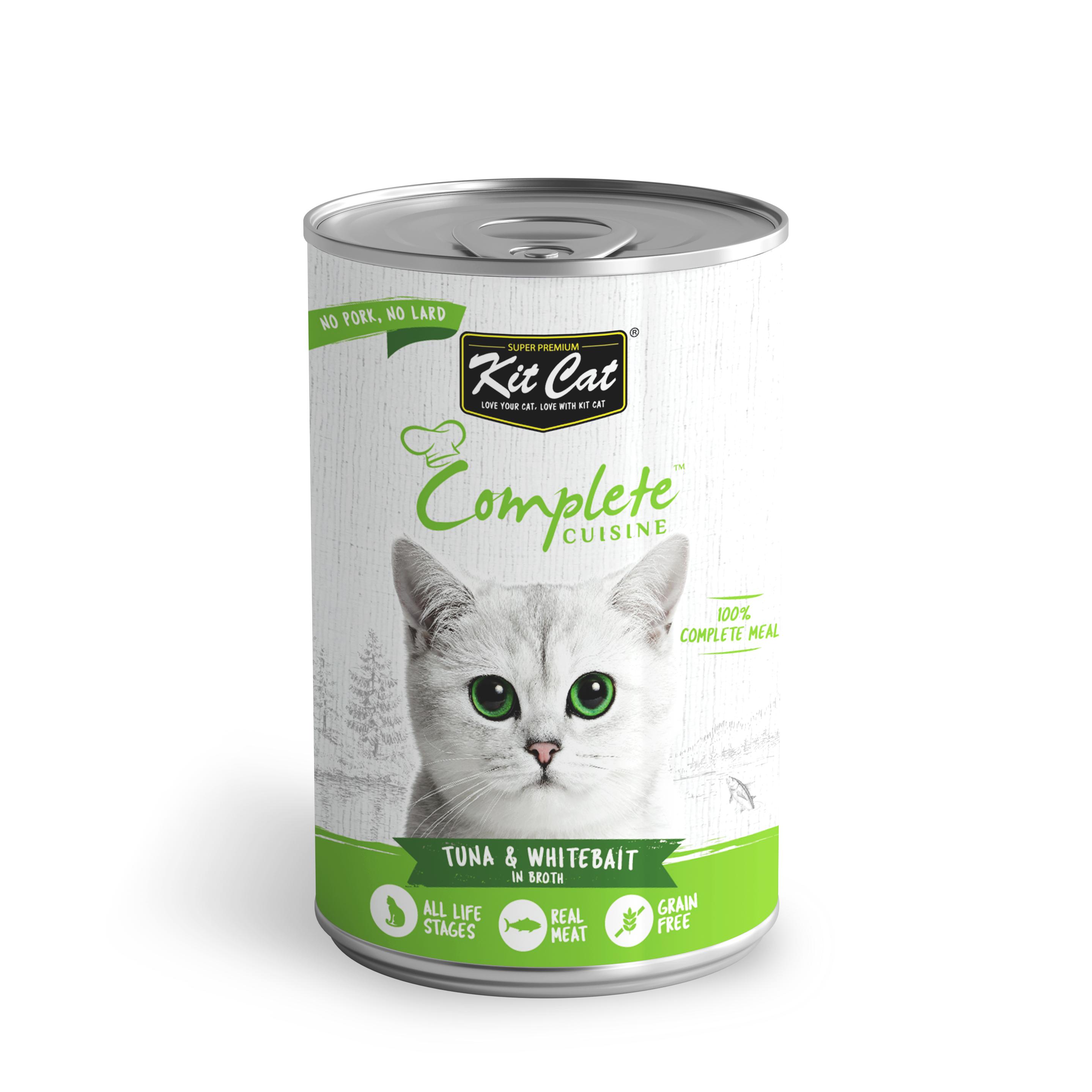 Kit Cat Complete Cuisine Tuna & Whitebait in Broth Wet Cat Food Can, 150-gram