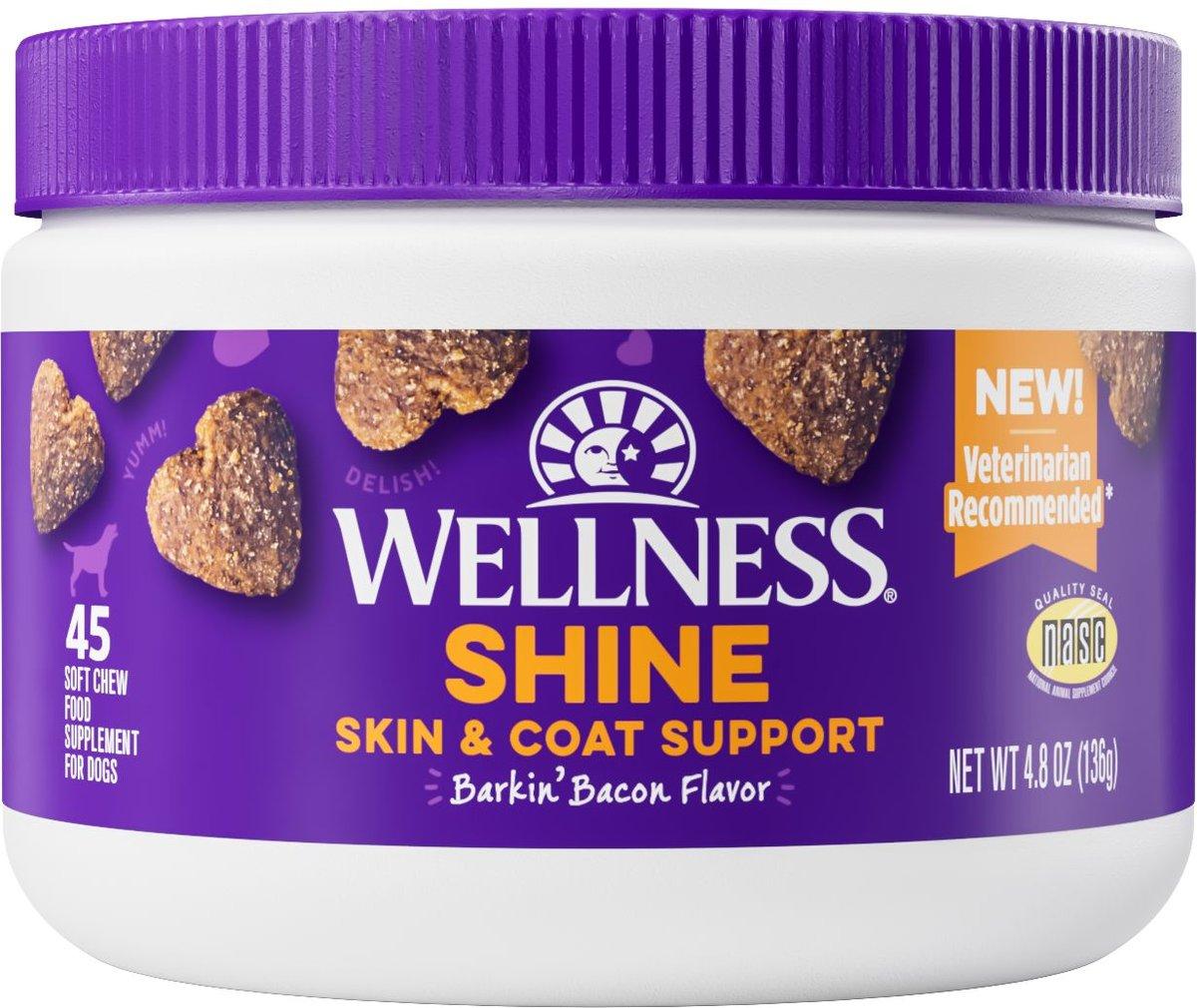 Wellness Shine Skin & Coat Bacon Flavor Chew Dog Supplement