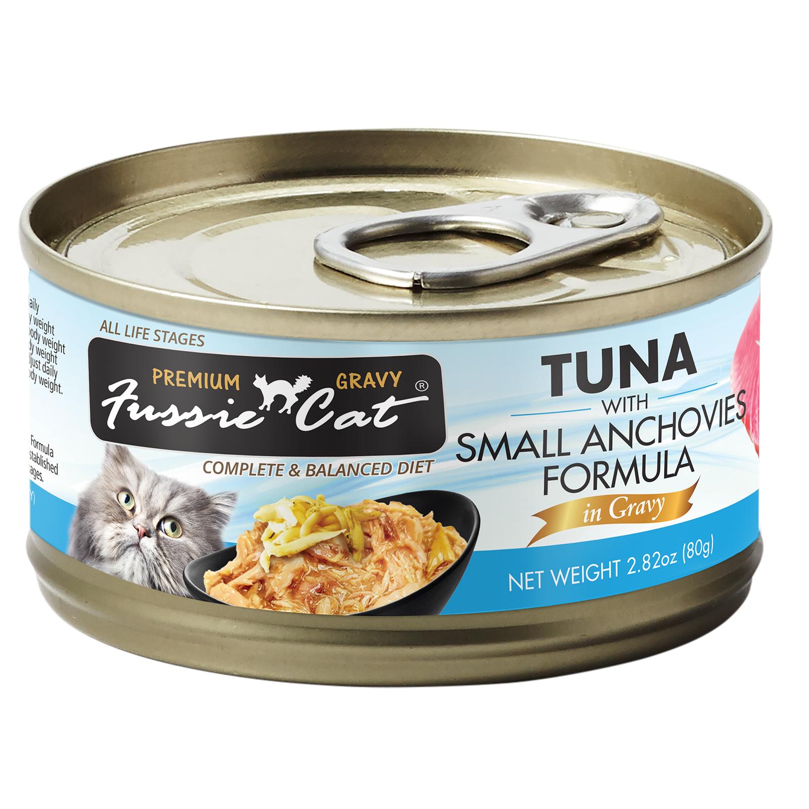 Fussie Cat Premium Tuna with Small Anchovies in Gravy Wet Cat Food Can