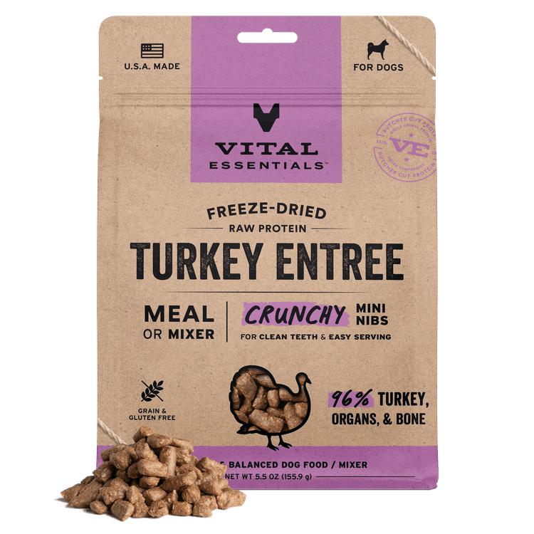Vital Essentials Turkey Entree Mini Nibs Crunchy Freeze-Dried Raw Dog Food, 5.5-oz