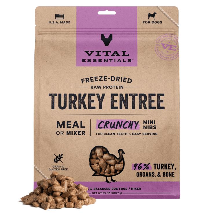 Vital Essentials Turkey Entree Mini Nibs Crunchy Freeze-Dried Raw Dog Food, 25-oz