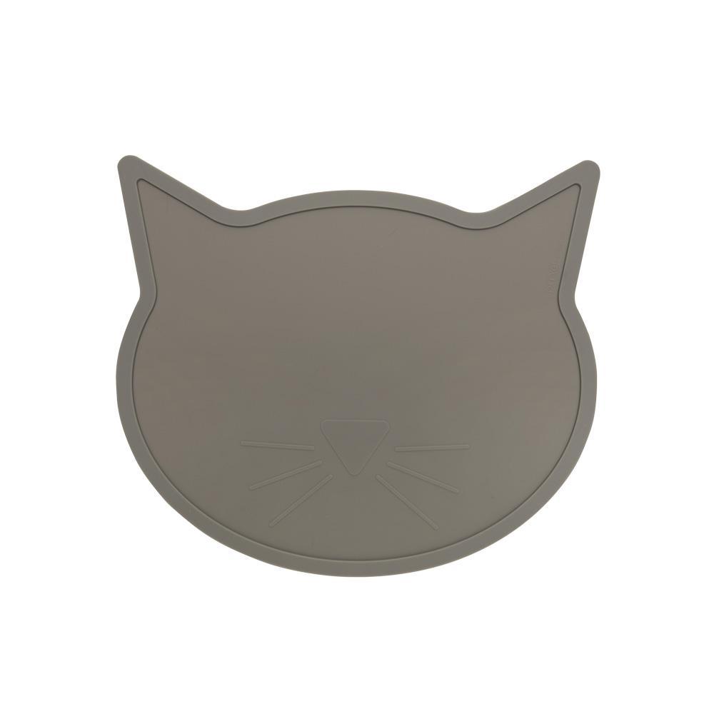 ORE Pet Silicone Cat Head Pet Placemat, Warm Gray