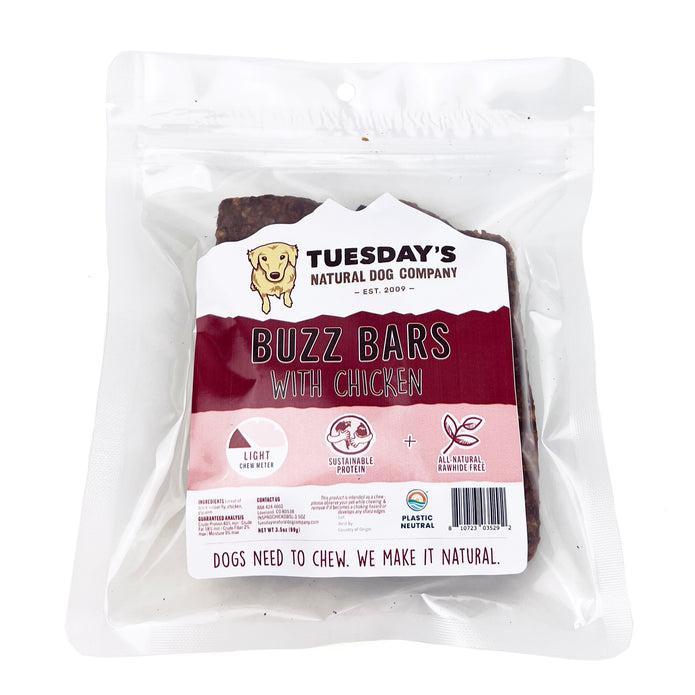 Tuesday's Natural Dog Company Buzz Bars with Chicken Dog Treats, 3.5-oz