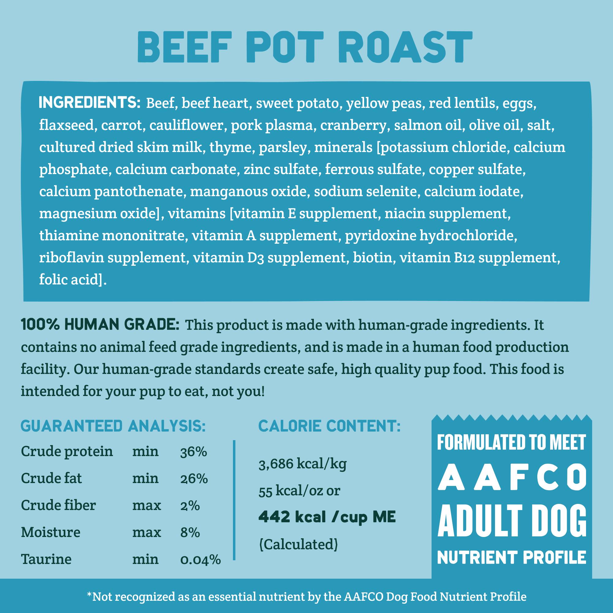 A Pup Above Cubies Beef Pot Roast Grain-Free Dry Dog Food, 2.5-oz