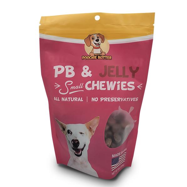 Poochie Butter Peanut Butter & Jelly Small Chewies Dog Treats, 8-oz