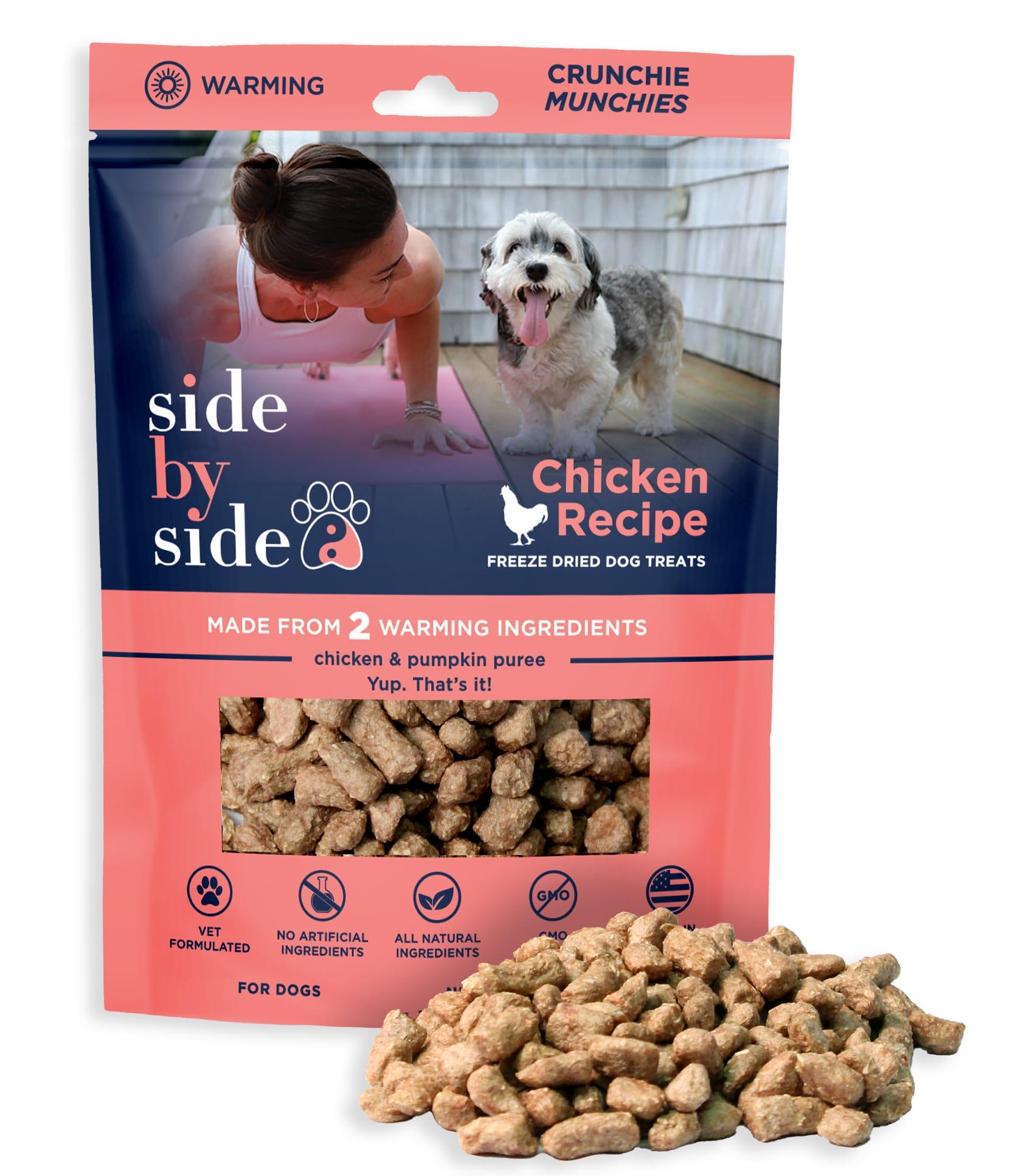Side by Side Chicken Crunchie Munchies Freeze-Dried Dog Treats