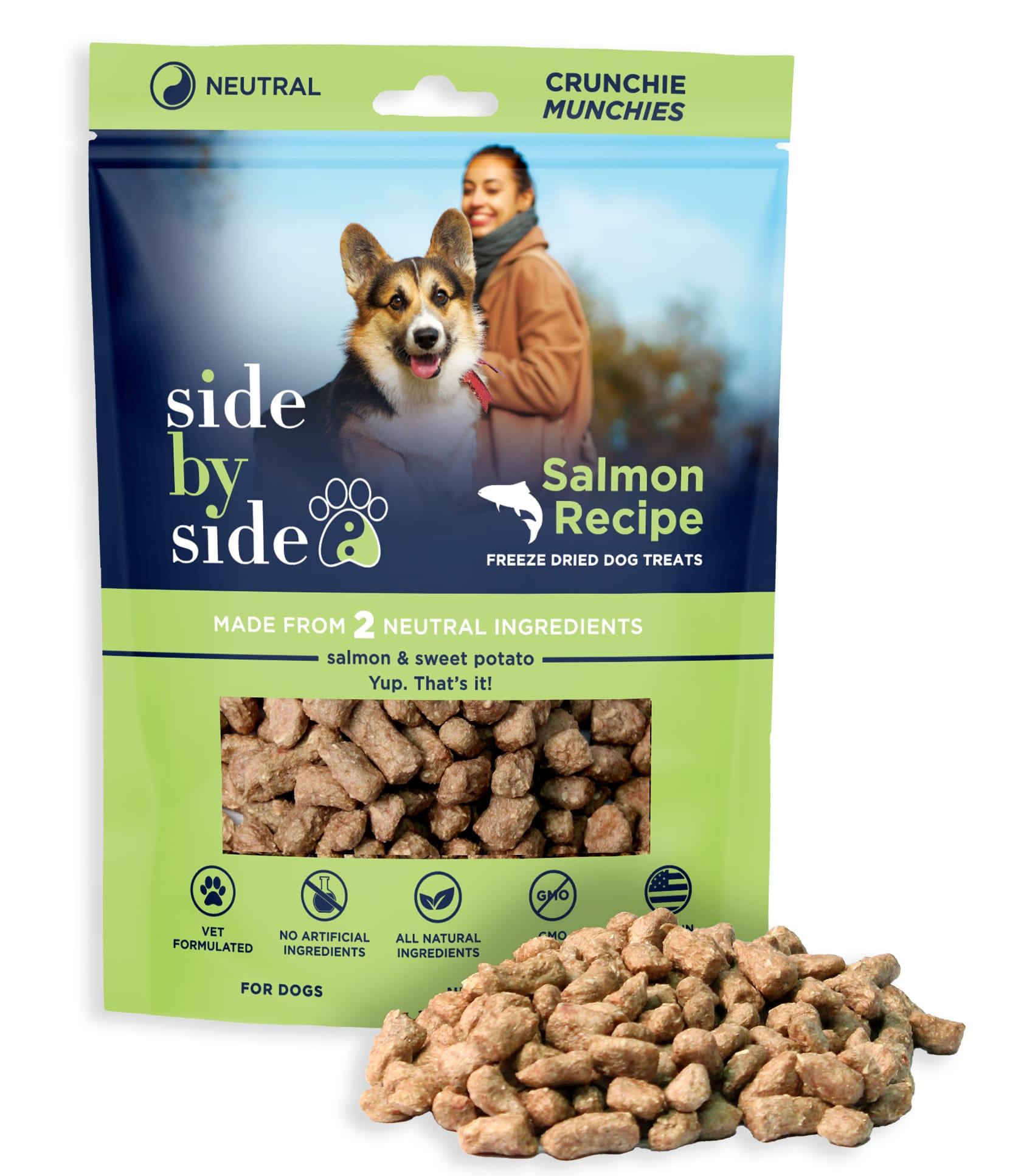 Side by Side Salmon Crunchie Munchies Freeze-Dried Dog Treats