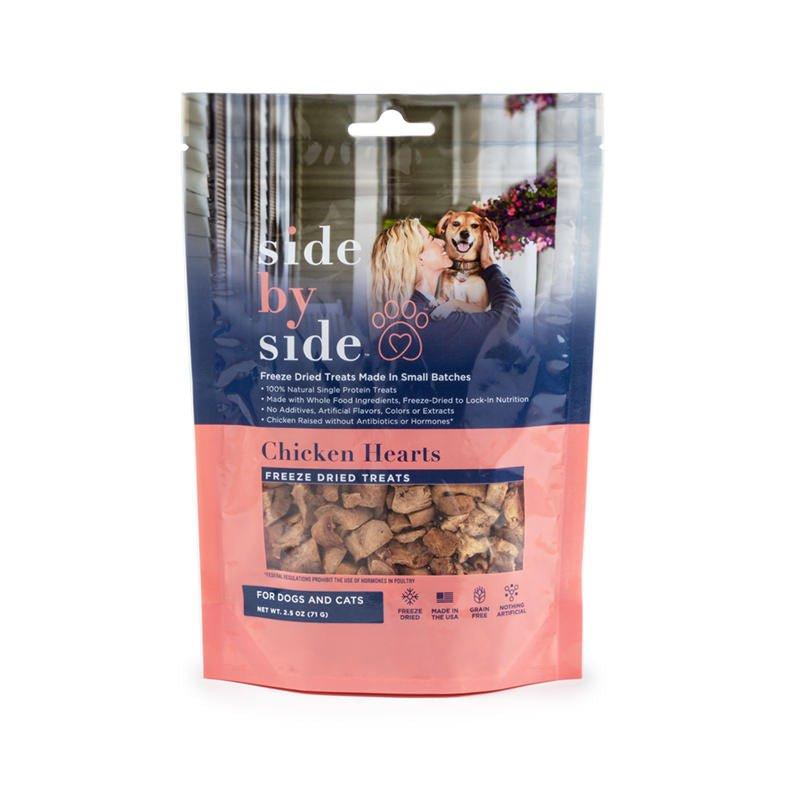 Side by Side Sliced Chicken Hearts Freeze-Dried Dog Treats, 2-oz
