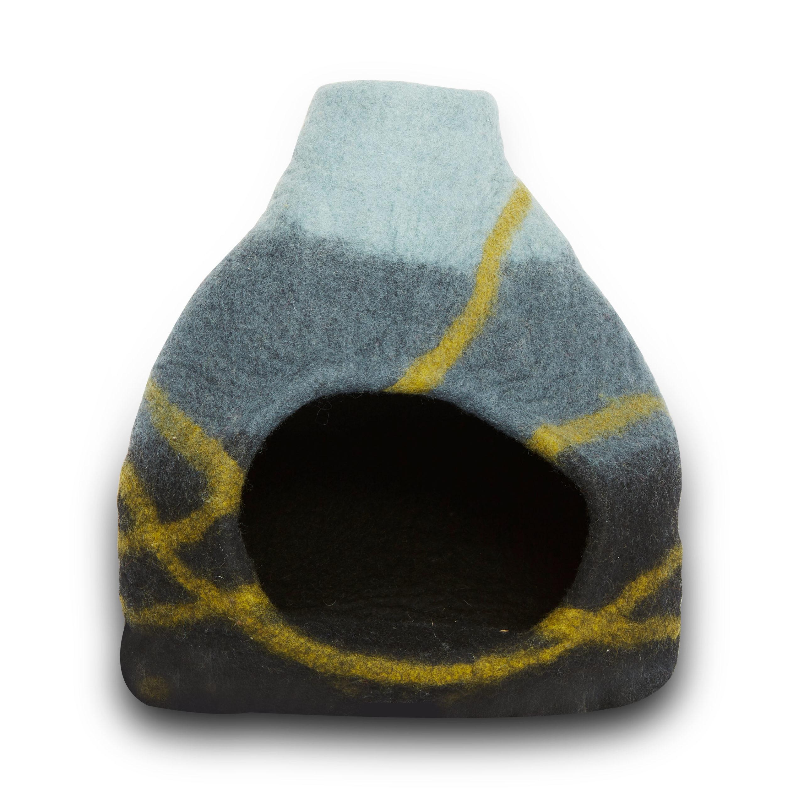Dharma Dog Karma Cat Stripe Vase Pet Cave, Black