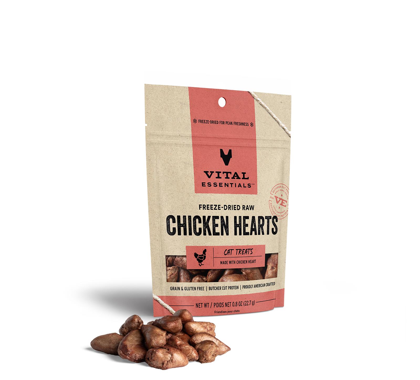 Vital Essentials Chicken Hearts Freeze-Dried Raw Cat Treats, 0.8-oz