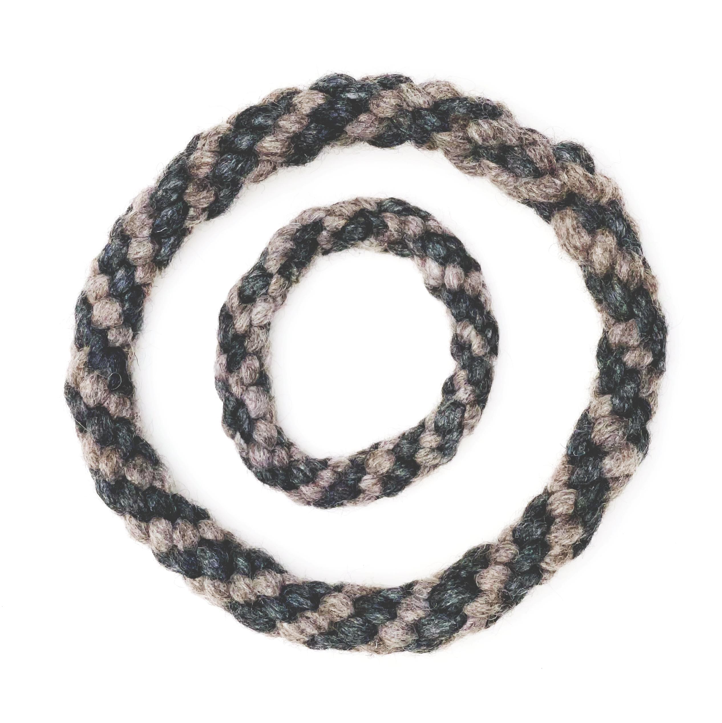 Dharma Dog Karma Cat Rope Ring Wool Dog Toy, Natural/Grey, 4-in