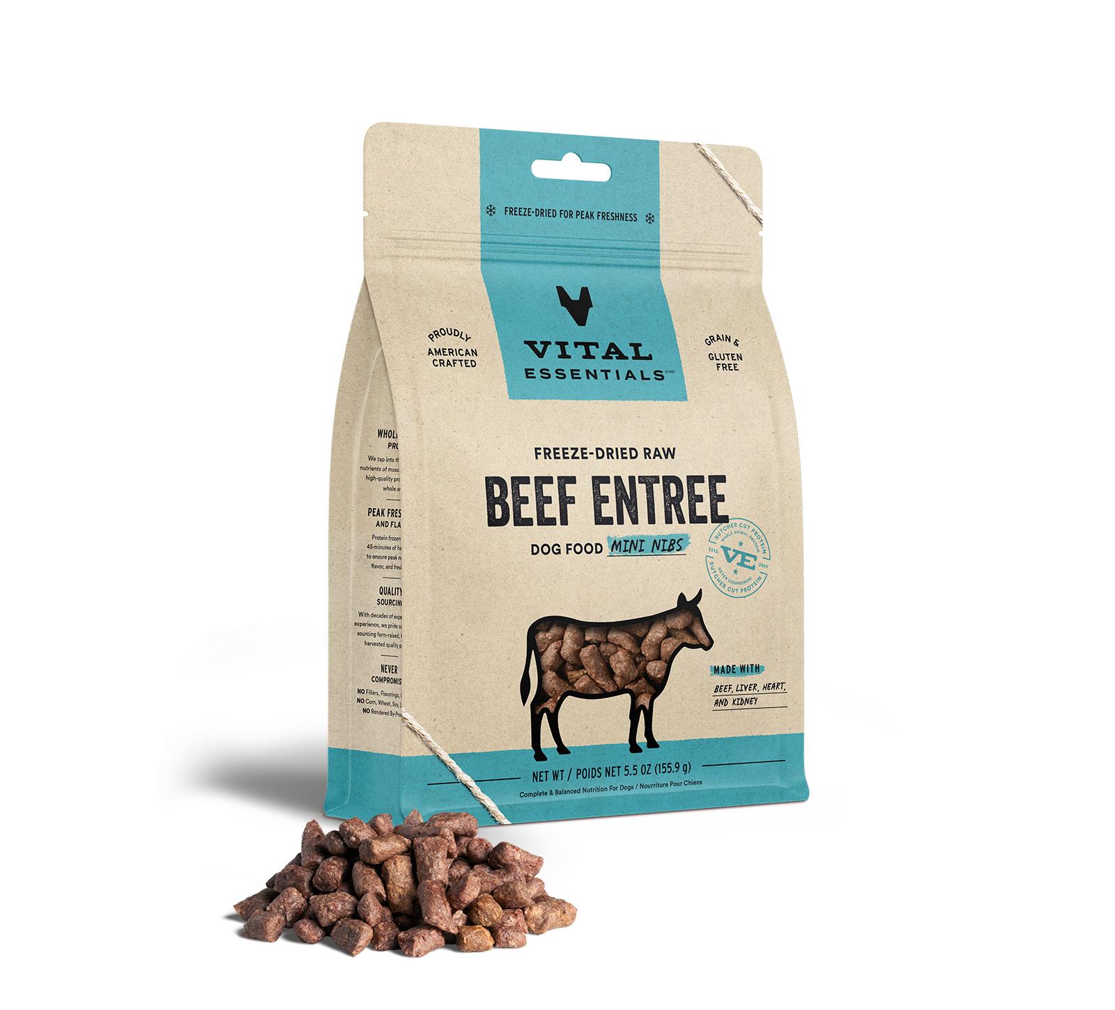 Vital Essentials Beef Entree Mini Nibs Freeze-Dried Raw Dog Food