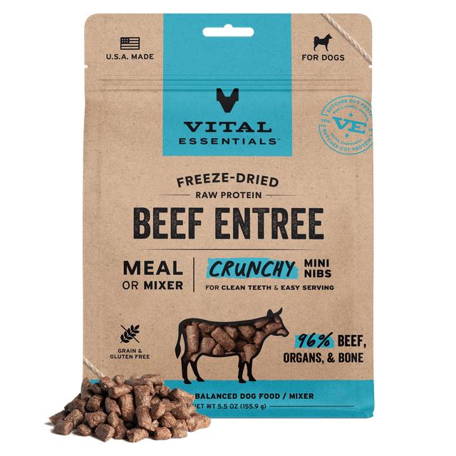 Vital Essentials Beef Entree Crunchy Mini Nibs Freeze-Dried Raw Dog Food, 5.5-oz