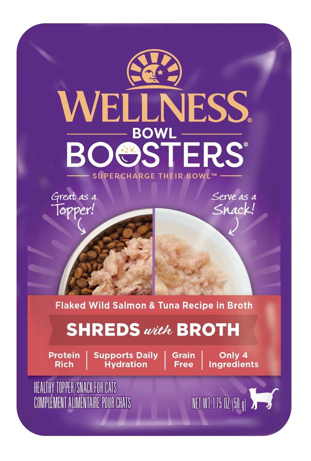Wellness Bowl Boosters Flaked Salmon & Tuna in Broth Grain-Free Wet Cat Food Topper