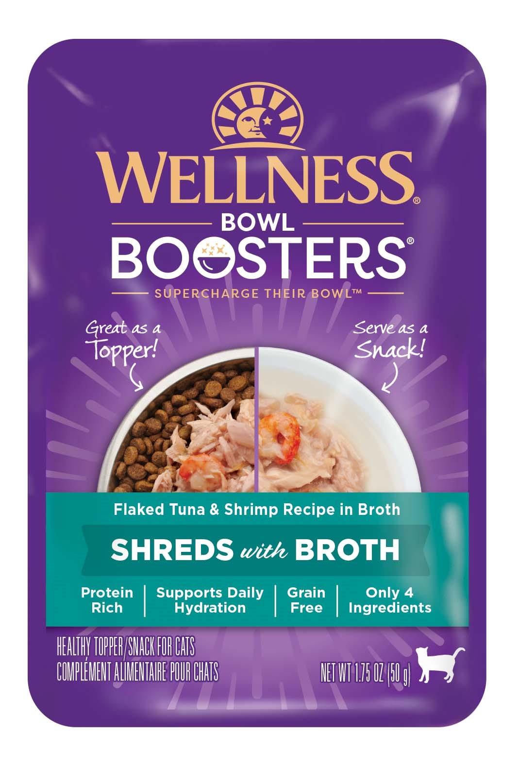Wellness Bowl Boosters Flaked Tuna & Shrimp in Broth Grain-Free Wet Cat Food Topper