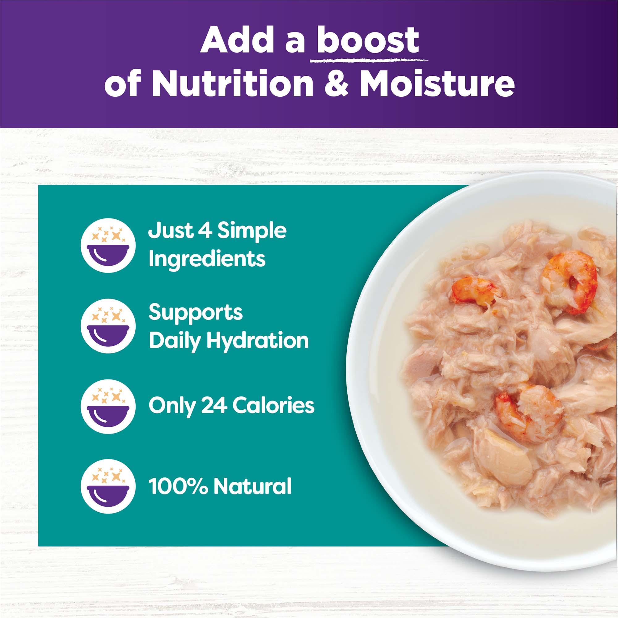 Wellness Bowl Boosters Flaked Tuna & Shrimp in Broth Grain-Free Wet Cat Food Topper, 1.75-oz
