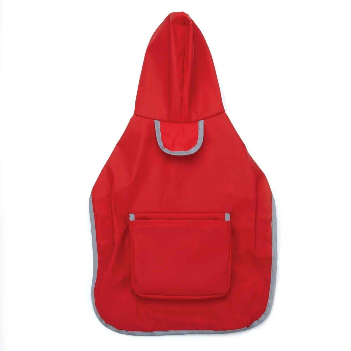 Zack & Zoey Reversible Pocket Dog Raincoat, Red, Medium