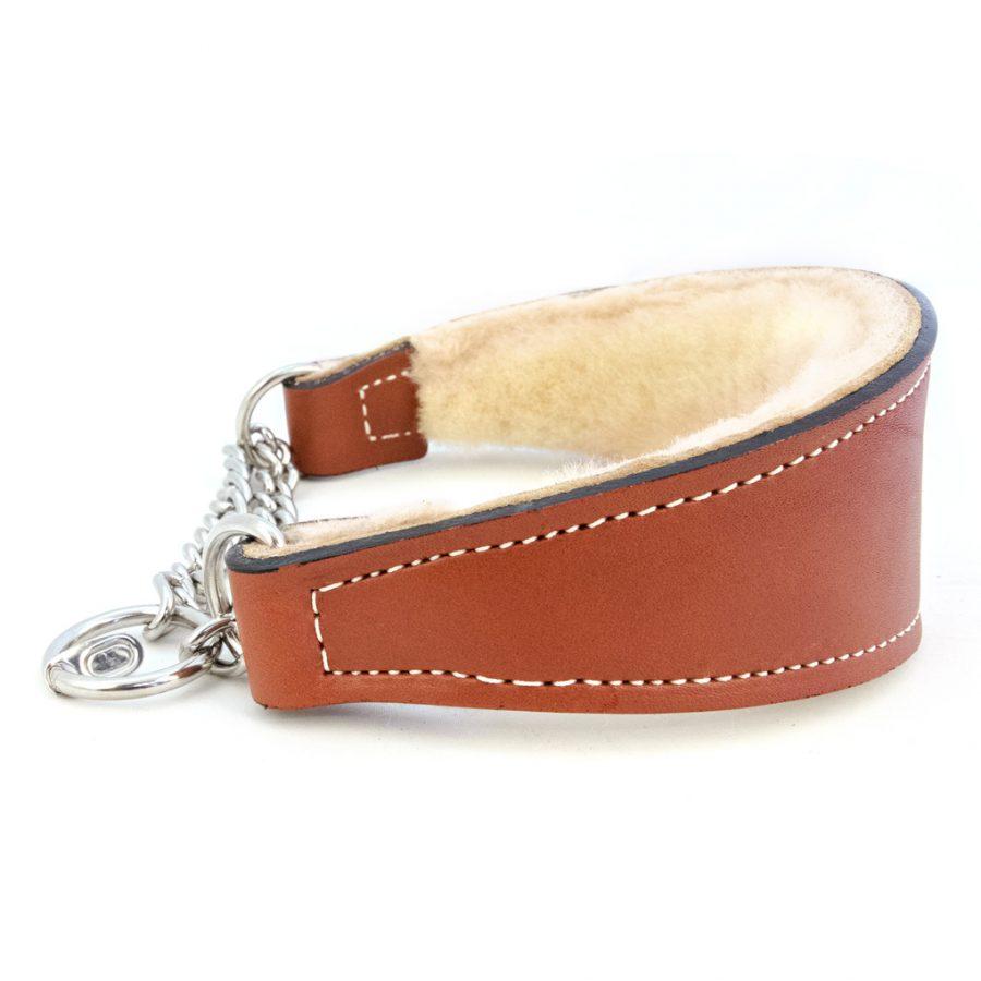 Auburn Leathercrafters Martingale Shearling Dog Collar, Tan, 14-in x 1.75-in