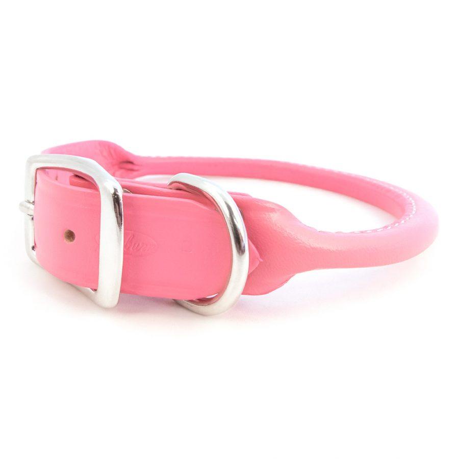 Auburn Leathercrafters Rolled Dog Collar, Pink