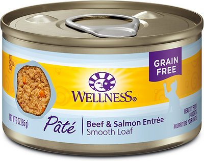 Wellness Complete Health Pate Beef & Salmon Formula Grain-Free Canned Cat Food, 3-oz, case of 24 (**)