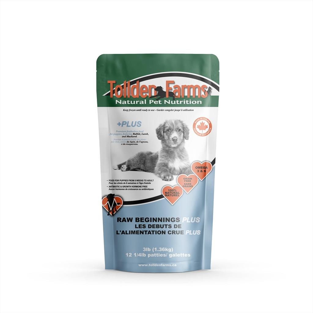 Tollden Farms Raw Beginnings Puppy Plus Patties Frozen Dog Food
